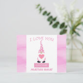 Schattigee Funny Pink Valentijnsdag Gnome Hart Briefkaart (Staand voorkant)