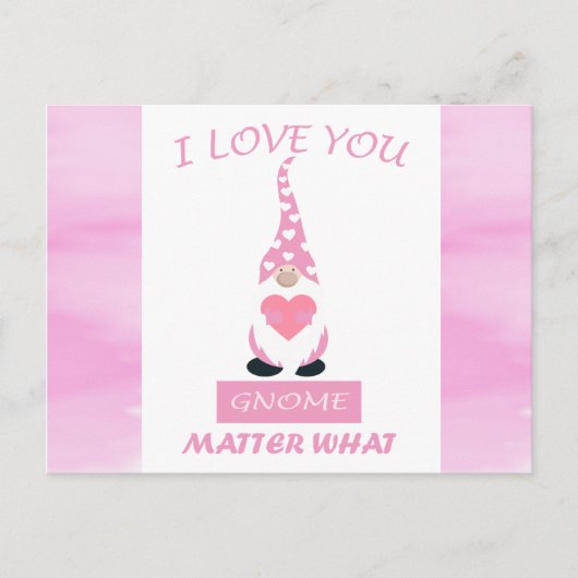 Schattigee Funny Pink Valentijnsdag Gnome Hart Briefkaart (Voorkant)