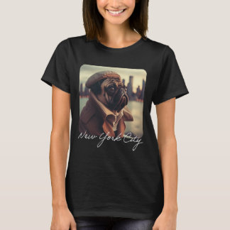 Schattigee Funny Pug Foto New York City Reizen T-shirt