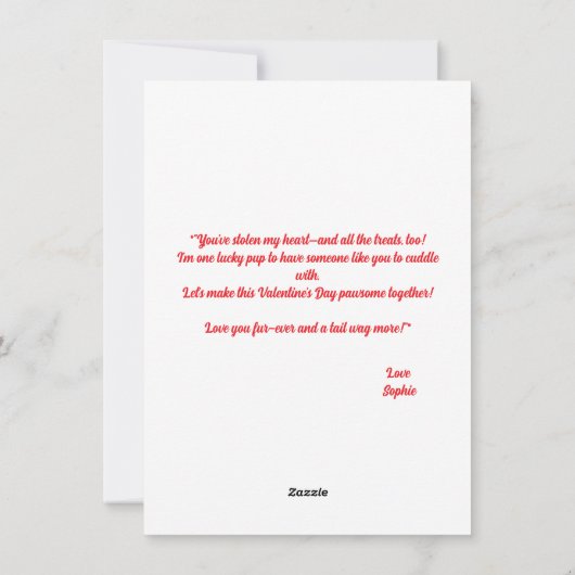 Schattigee Funny Puppy Love Hearts Valentijnse Kaa Feestdagenkaart (Achterkant)