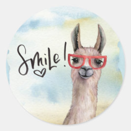 Schattigee Funny Smile Llama Ronde Sticker