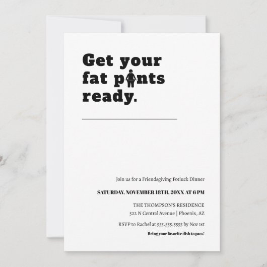 Schattigee Funny Thanksgiving Dinner Modern Minima Kaart (Voorkant)