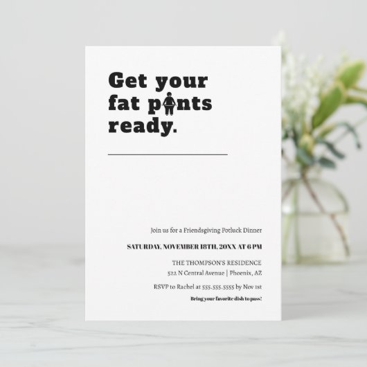 Schattigee Funny Thanksgiving Dinner Modern Minima Kaart (Staand voorkant)