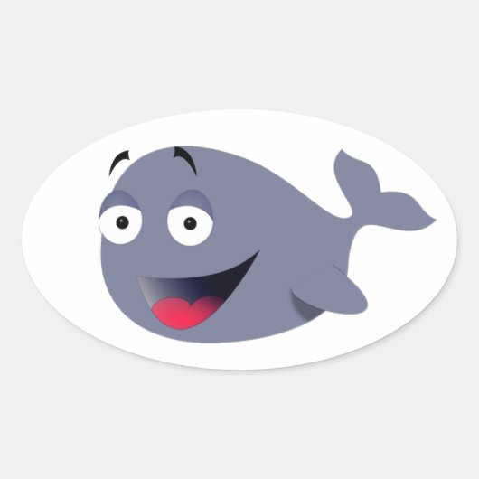 Schattigee Funny Whale Kinder feesttekening Ovale Sticker (Voorkant)