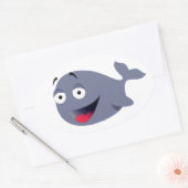 Schattigee Funny Whale Kinder feesttekening Ovale Sticker (Envelop)