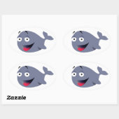 Schattigee Funny Whale Kinder feesttekening Ovale Sticker (Vel)
