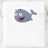 Schattigee Funny Whale Kinder feesttekening Ovale Sticker (Tas)