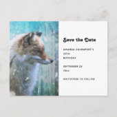 Schattigee Furry Fox op Blue Grunge Achtergrond Aankondigingskaart (Voorkant)