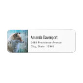 Schattigee Furry Fox op Blue Grunge Achtergrond Ad Etiket (Voorkant)
