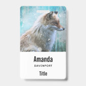 Schattigee Furry Fox op Blue Grunge Achtergrond Badge (Back)