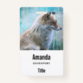 Schattigee Furry Fox op Blue Grunge Achtergrond Badge (Achterkant)