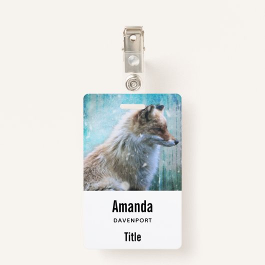 Schattigee Furry Fox op Blue Grunge Achtergrond Badge (Achterkant met clip)