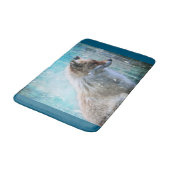 Schattigee Furry Fox op Blue Grunge Achtergrond Badmat (Gekanteld)