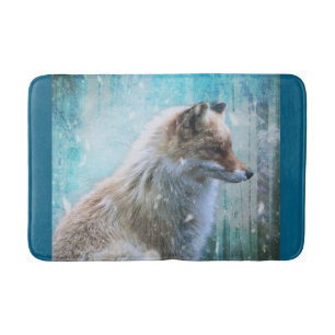 Schattigee Furry Fox op Blue Grunge Achtergrond Badmat