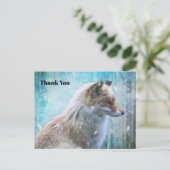 Schattigee Furry Fox op Blue Grunge Achtergrond Be Briefkaart (Staand voorkant)