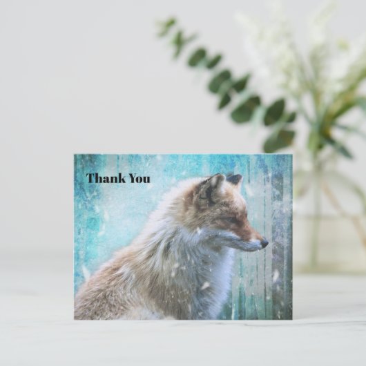 Schattigee Furry Fox op Blue Grunge Achtergrond Be Briefkaart (Staand voorkant)