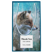 Schattigee Furry Fox op Blue Grunge Achtergrond Be Klein Cadeauzakje (Achterkant)