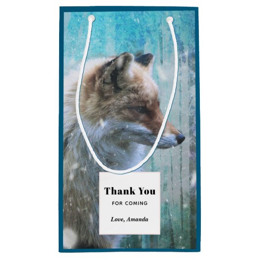 Schattigee Furry Fox op Blue Grunge Achtergrond Be Klein Cadeauzakje (Achterkant)