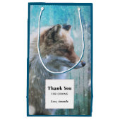 Schattigee Furry Fox op Blue Grunge Achtergrond Be Klein Cadeauzakje (Voorkant)