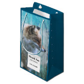 Schattigee Furry Fox op Blue Grunge Achtergrond Be Klein Cadeauzakje (Voorkant Gekanteld)