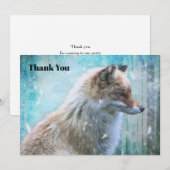 Schattigee Furry Fox op Blue Grunge Achtergrond Bedankkaart (Voorkant / Achterkant)