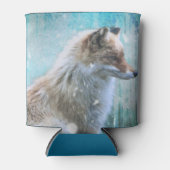 Schattigee Furry Fox op Blue Grunge Achtergrond Blikjeskoeler (Voorkant)