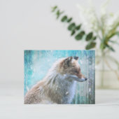 Schattigee Furry Fox op Blue Grunge Achtergrond Briefkaart (Staand voorkant)