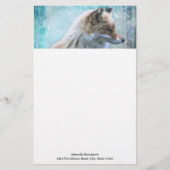 Schattigee Furry Fox op Blue Grunge Achtergrond Briefpapier (Voorkant)
