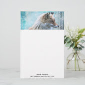 Schattigee Furry Fox op Blue Grunge Achtergrond Briefpapier (Staand voorkant)