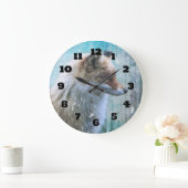 Schattigee Furry Fox op Blue Grunge Achtergrond Grote Klok (Huis)