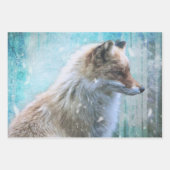 Schattigee Furry Fox op Blue Grunge Achtergrond Inpakpapier Vel (Voorkant 3)