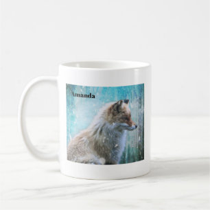 Schattigee Furry Fox op Blue Grunge Achtergrond Koffiemok