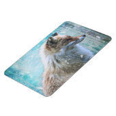 Schattigee Furry Fox op Blue Grunge Achtergrond Magneet (Linkerzijde)