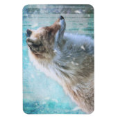 Schattigee Furry Fox op Blue Grunge Achtergrond Magneet (Verticaal)