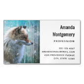 Schattigee Furry Fox op Blue Grunge Achtergrond Magnetisch Visitekaartje (Voorkant)