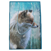 Schattigee Furry Fox op Blue Grunge Achtergrond Medium Cadeauzakje (Voorkant)