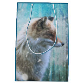Schattigee Furry Fox op Blue Grunge Achtergrond Medium Cadeauzakje (Achterkant)