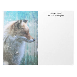 Schattigee Furry Fox op Blue Grunge Achtergrond Notitieblok