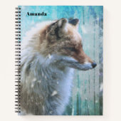 Schattigee Furry Fox op Blue Grunge Achtergrond Notitieboek (Voorkant)