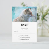 Schattigee Furry Fox op Blue Grunge Achtergrond RSVP Kaartje (Staand voorkant)