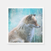 Schattigee Furry Fox op Blue Grunge Achtergrond Servet (Voorkant)