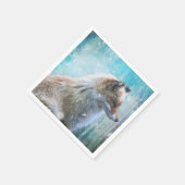 Schattigee Furry Fox op Blue Grunge Achtergrond Servet (Hoek)