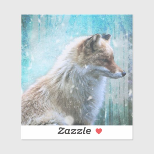 Schattigee Furry Fox op Blue Grunge Achtergrond Sticker (Vel)