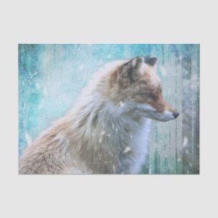 Schattigee Furry Fox op Blue Grunge Achtergrond Tissuepapier