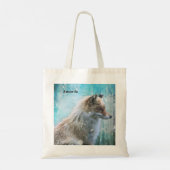 Schattigee Furry Fox op Blue Grunge Achtergrond Tote Bag (Achterkant)