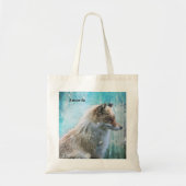 Schattigee Furry Fox op Blue Grunge Achtergrond Tote Bag (Voorkant)