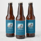 Schattigee Furry Fox op Blue Grunge Achtergrond Ve Bier Etiket (Flessen)