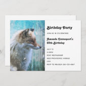 Schattigee Furry Fox op Blue Grunge Achtergrond Ve Kaart (Voorkant / Achterkant)