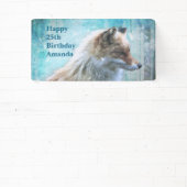 Schattigee Furry Fox op Blue Grunge Achtergrond Ve Spandoek (Insitu)