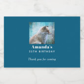 Schattigee Furry Fox op Blue Grunge Achtergrond Ve Sparkling Wijnetiket (Enkel label)